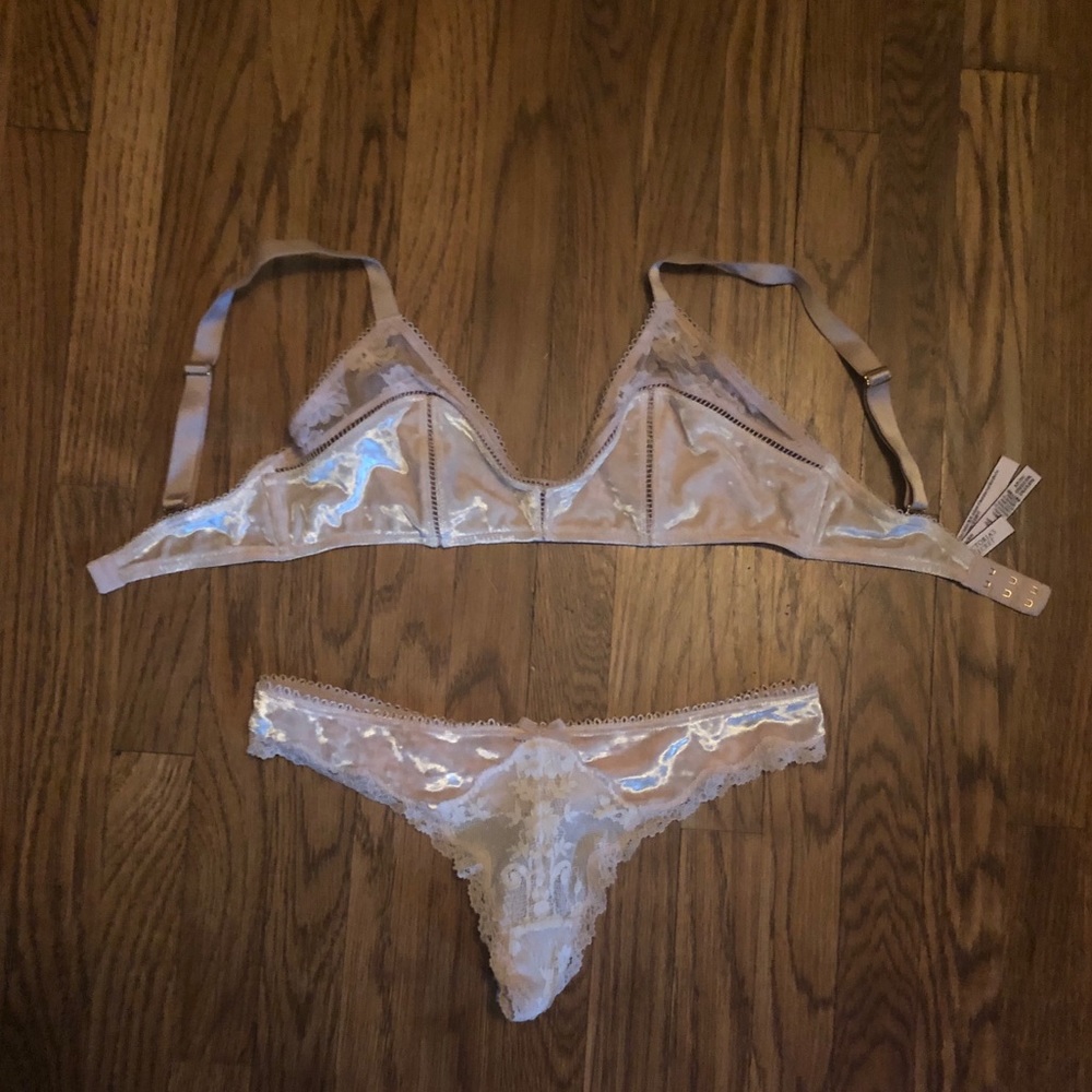 Victoria’s Secret bra and thong set.